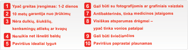 privalumai CLIPSO įtempiamų lubų privalumai